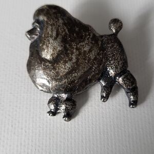 Antique Silvertone Poodle Brooch